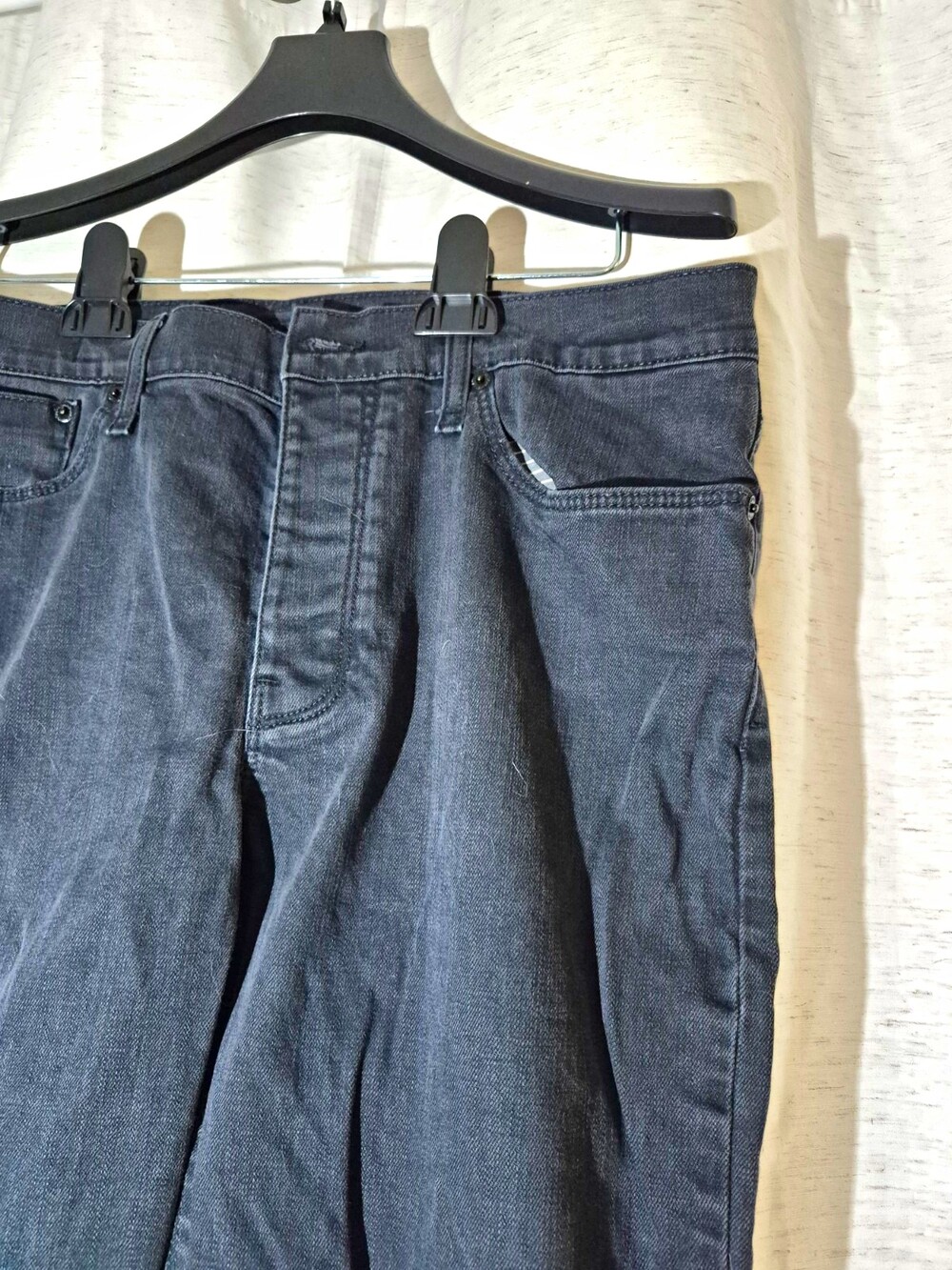 Marks & Spencer Mens Straight Leg Black Dark Wash Denim Jeans Cotton 5-Pocket